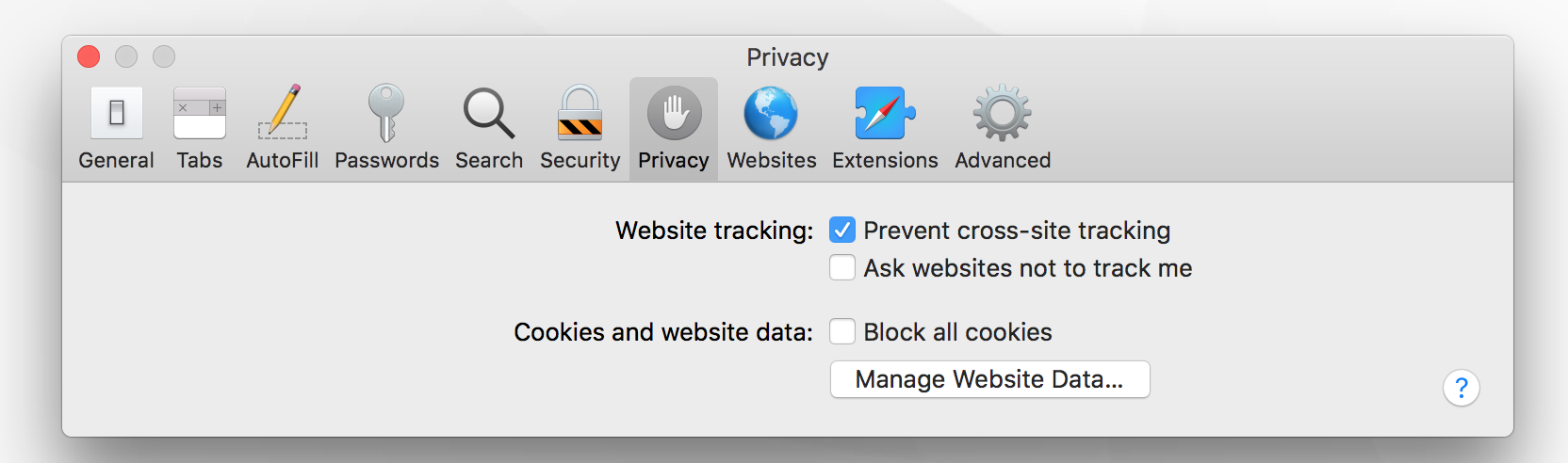 Enable cookies in the Privacy settings
